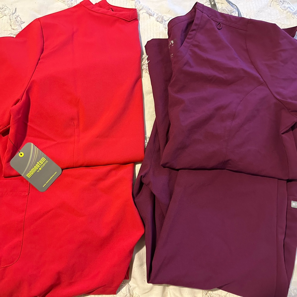 Maevn brand scrubs, red NWT. Both size large